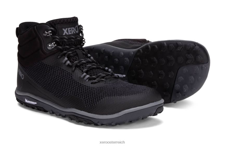 Schwarz Xero Shoes Scrambler Mid – ultraleichter Wanderstiefel mit Michelin Fiberlite-Sohle J2Z2496