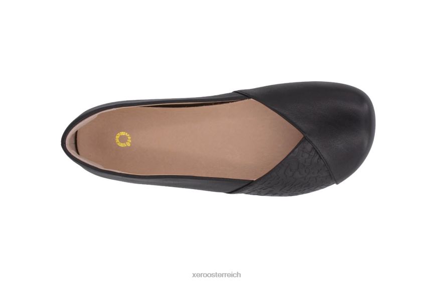 Schwarz Xero Shoes Phoenix-Leder – elegante, flache Damenschuhe J2Z24164